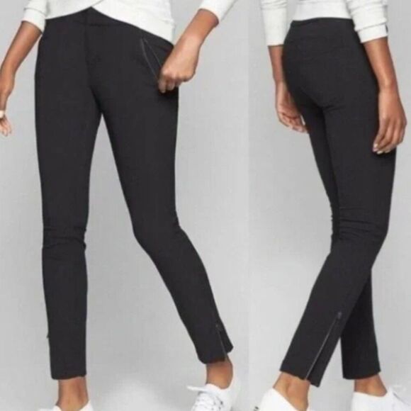 ATHLETA Wander Skinny Pant Ankle Zip Black Size 12 - Picture 1 of 8